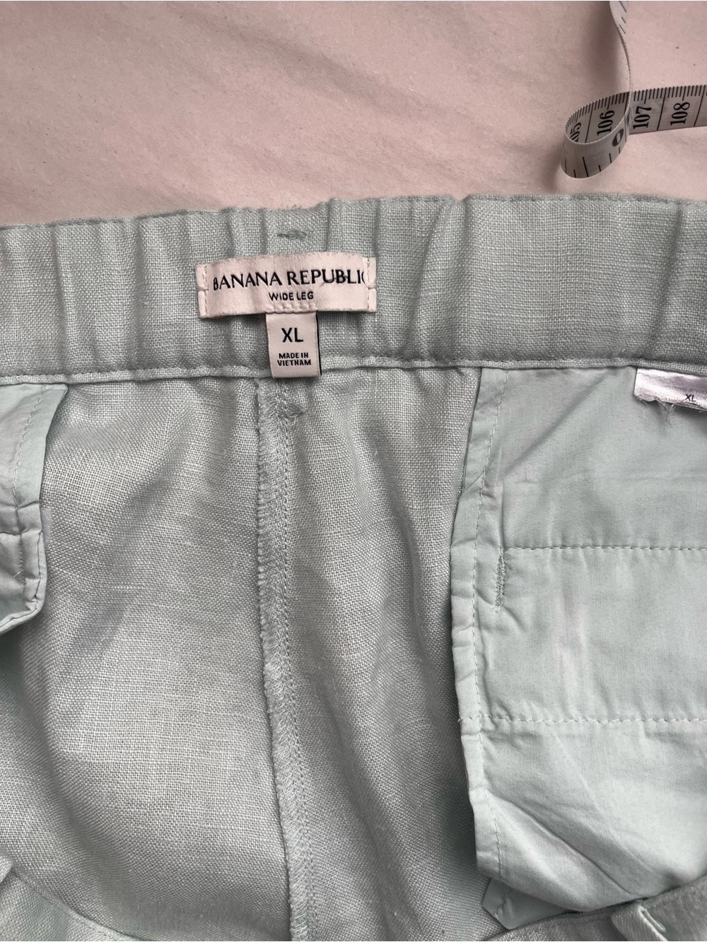 Banana Republic Pale Green Wide-Leg Linen Pants XL - Picture 5 of 8